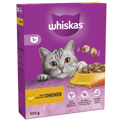 WHISKAS 1+ Chicken Adult Dry Cat Food 300g
